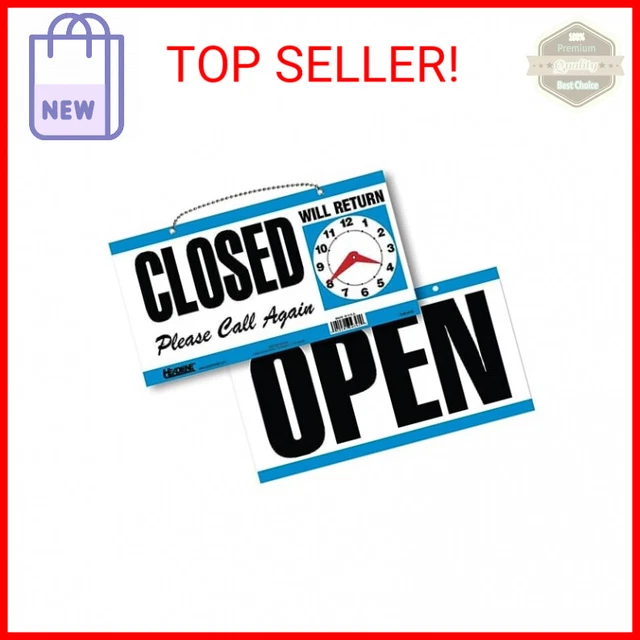 Headline Sign 9395 Double-Sided Open/Closed/Will Return Sign with Clock Hands, 6