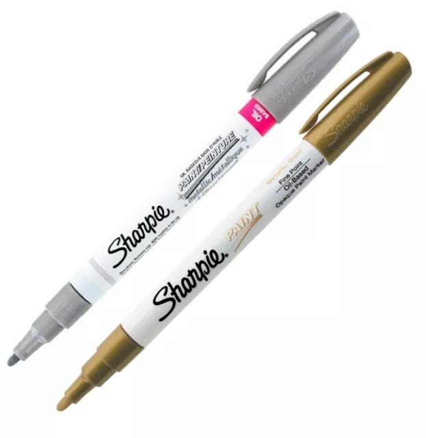 Silver / Gold Metallic Sharpie Paint Marker Fine Tip Pen Oil Based UK STOCK FAST