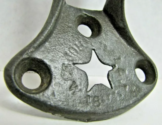 Antique STAR West 18th St NEW YORK Metal 3/4" Flag Pole Holder Bracket Hardware 2