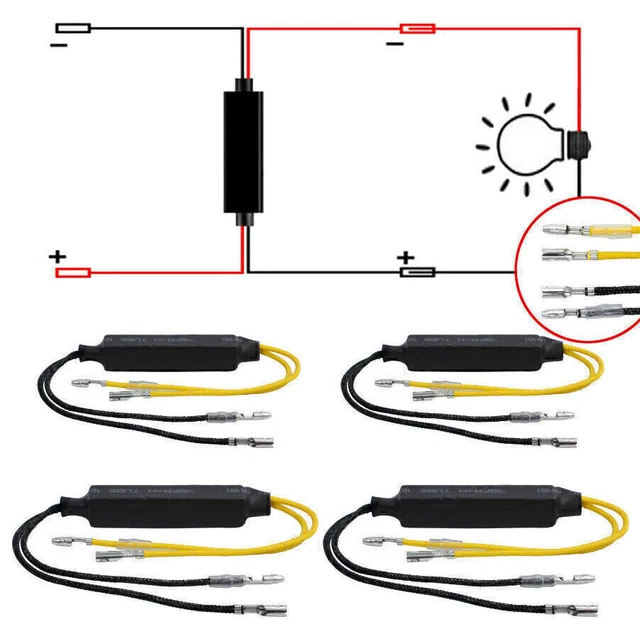Lot De 4 Résistances/ Décodeurs LED 12V 10W Pour Moto - Élimine Le Clignotement Rapide Après Passage Aux Clignotants LED