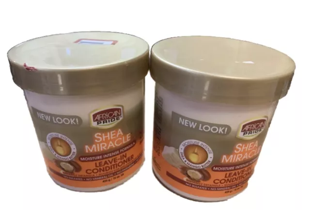 LOT OF 2 African Pride Shea Butter Moisture Intense Leave in Conditioner 425g