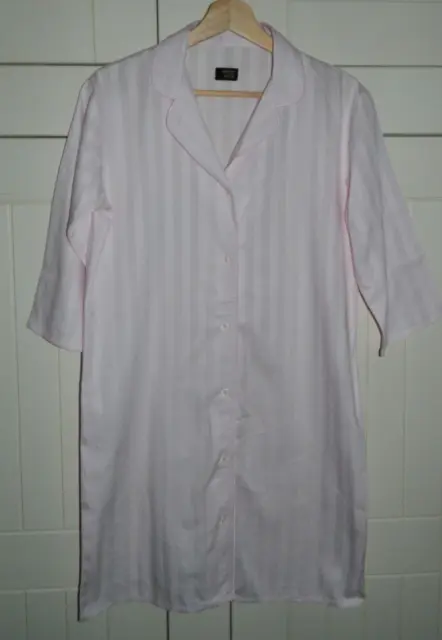 Simply Bare By Janet Reger Baby Pink Subtle Striped Cotton Nightshirt Size Small