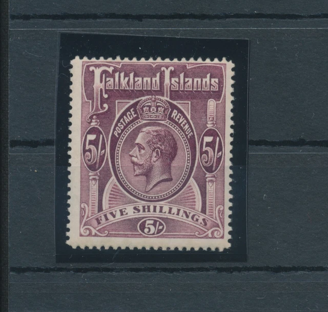 1912-20 Falkland Islands - STANLEY Gibbons N.67 - 5 Schilling Deep Rose Black