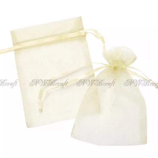 Cream Organza Gift Favour Bags Wedding Jewellery Drawstring Pouches