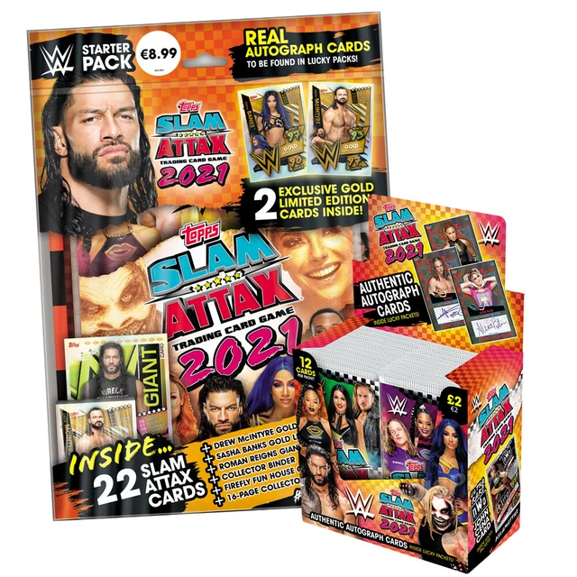 WWE SLAM ATTAX 2021 Trading Cards Display Starter Booster au choix EUR