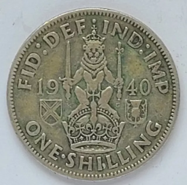 UK 1940   silver 1  Shilling  Scottish Shield 👀