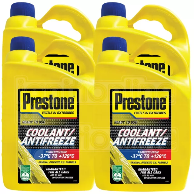 4 x 4L Prestone Antifreeze Ready to Use Mixed Summer Winter Engine Coolant