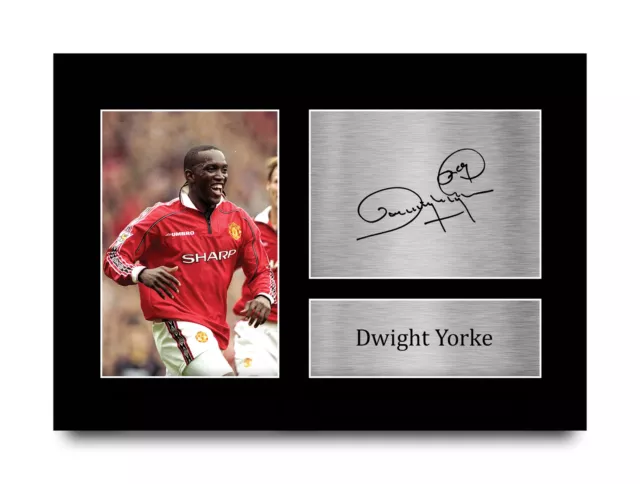 Regali tifosi di calcio Manchester Utd Dwight York Firmato Autografo Stampato Foto A4 2