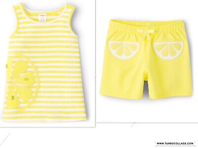 New Gymboree Girls Citrus And Sunshine Lemon  Shorts Outfit  Size 7