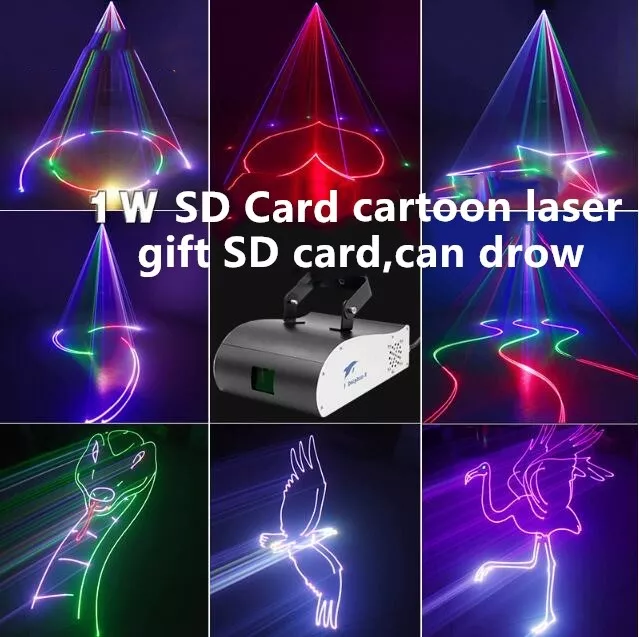 1W RGB SD card ILDA Animation Laser Light DMX DJ party Stage light Effect  1000mW EUR 296,09 - PicClick FR