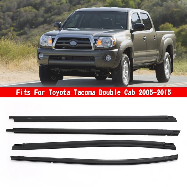 Pair Of Front Door Window Weatherstrip Seals For Toyota Tacoma 1995-2004 – Brushed Black Rubber