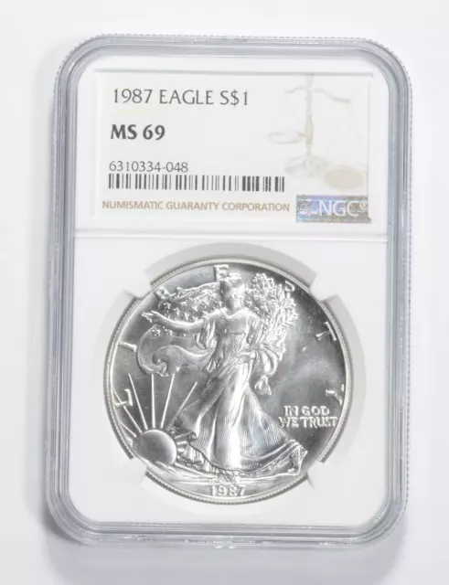 MS69 1987 American Silver Eagle NGC Brown Label *0028