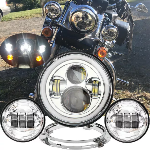 7" LED Headlight + 4.5" Fog Lights For Honda Shadow VT VT1100 VT750 VT600 VF750