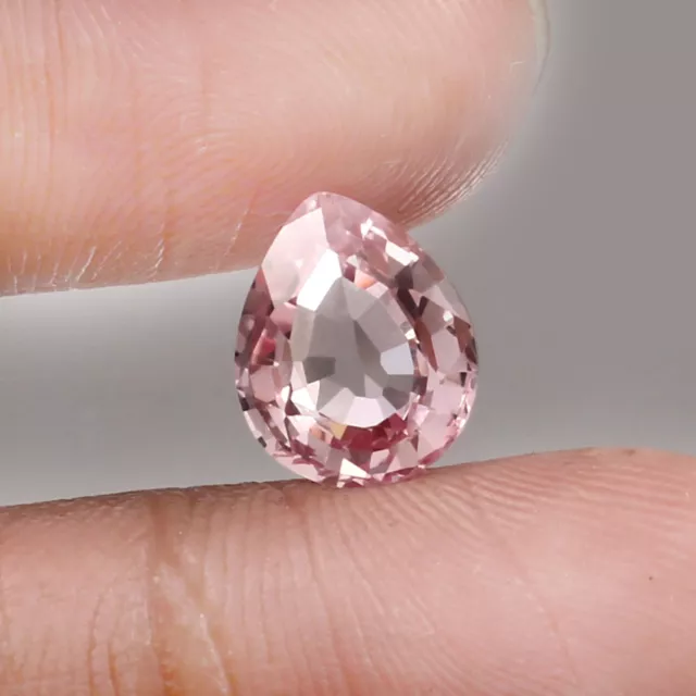 AAA 3.75 Ct Natural Flawless Soft Pink Morganite Pear Cut Loose Gemstone 11x9 MM 2