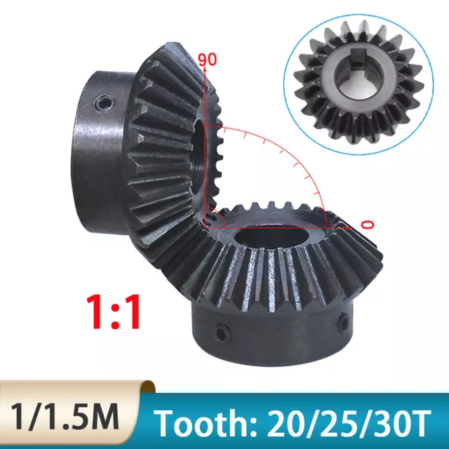 1/1.5 Module Bevel Gear 20 -30 Tooth 90°1:1 Pairing Motor Bevel Gear Bore 5-15mm