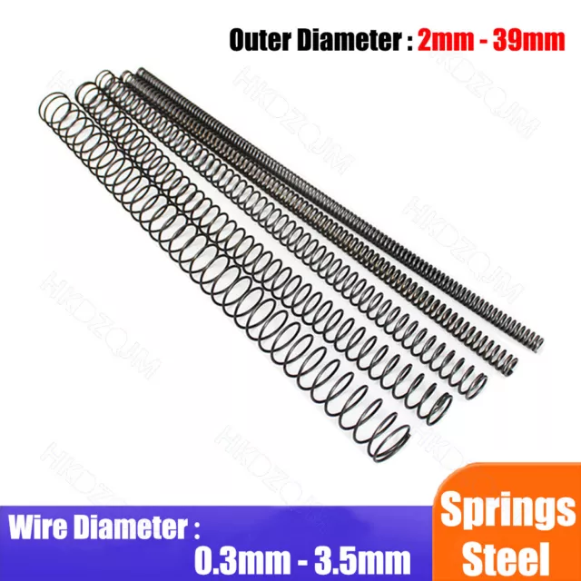 Compression Spring 0.3 - 3.5mm Wire Diameter 300mm Length Small Springs Steel