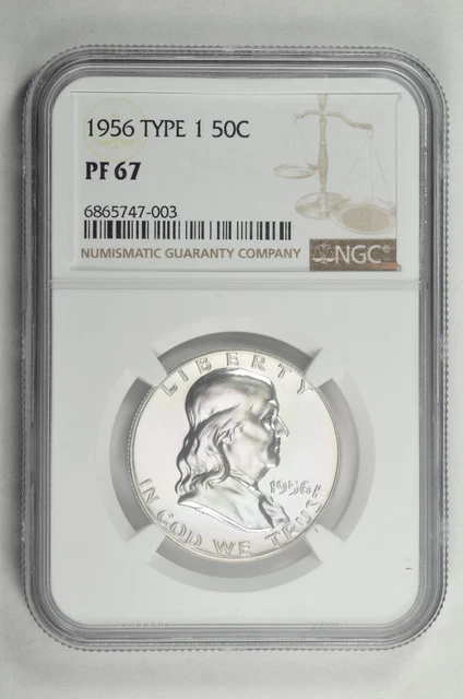 1956 Type 1 50C Silver Proof Franklin Half Dollar NGC PF 67