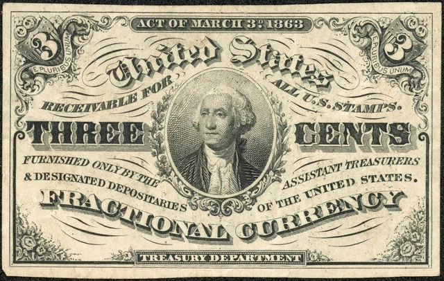 Third Issue 3C Third Cent Fractional Currency Note Fr#1226