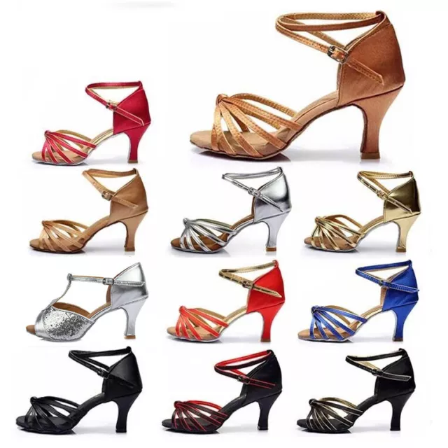 Women's Satin Latin Dance Shoes for Ladies/Girls Ballroom Tango&Salsa High heels