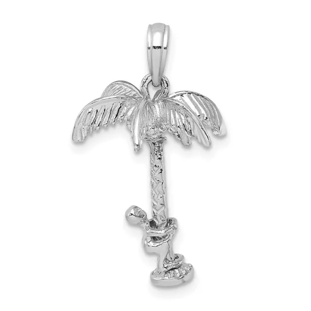 14K White Gold 3-D Palm Tree W/Moveable Man Charm