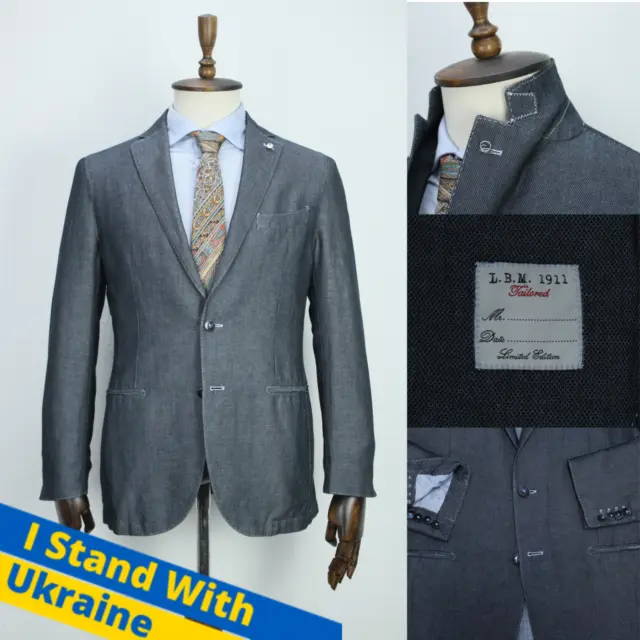 LBM 1911 Luigi Bianchi LINEN &COTTON Check Sport Coat Blazer Jacket 50IT 40US/UK