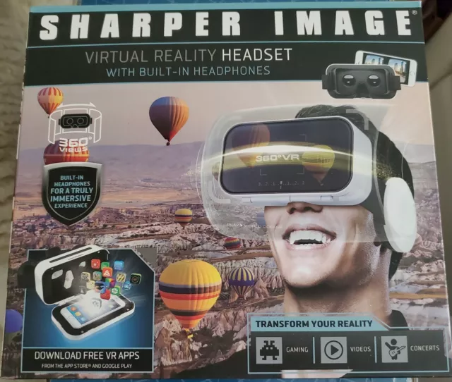 Sharper Image Virtual Reality Headset w/Built in Headphones VR 360 Viewer NIB