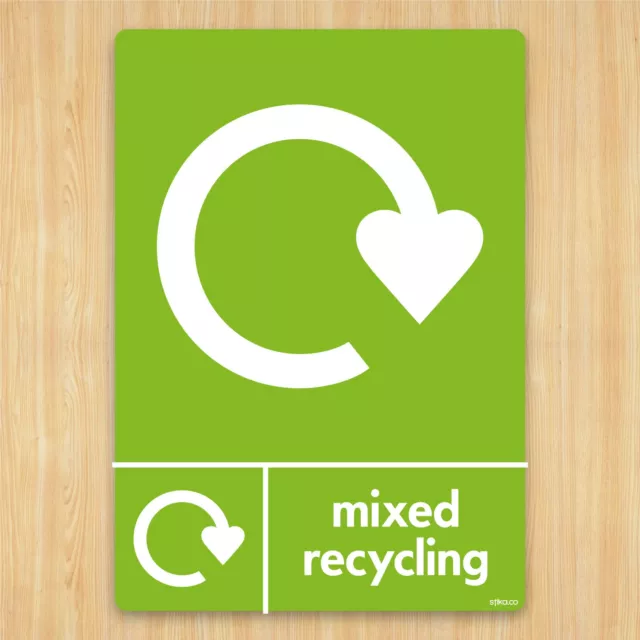 Mixed Recycling Sign A5 148x210mm Self-adhesive Vinyl Sticker WRAP Recycle Now