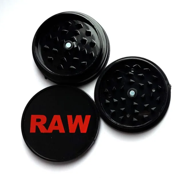 RAW BLACK Plastic Grinder 60mm 3 Parts Shark Teeth Tobacco Herb Kitchen Crusher