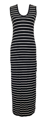 J Crew Womens Dress Size PXXS Striped Maxi Long Sleeveless Viscose Side Slits