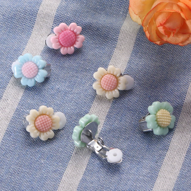6pcs Sunflower Flower Clip-On Earrings Sweet Fashion Jewelry