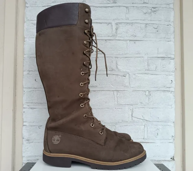 Timberland Bottes Hautes Longues Femme Cuir Marron Tall Boots Brown 8W 39