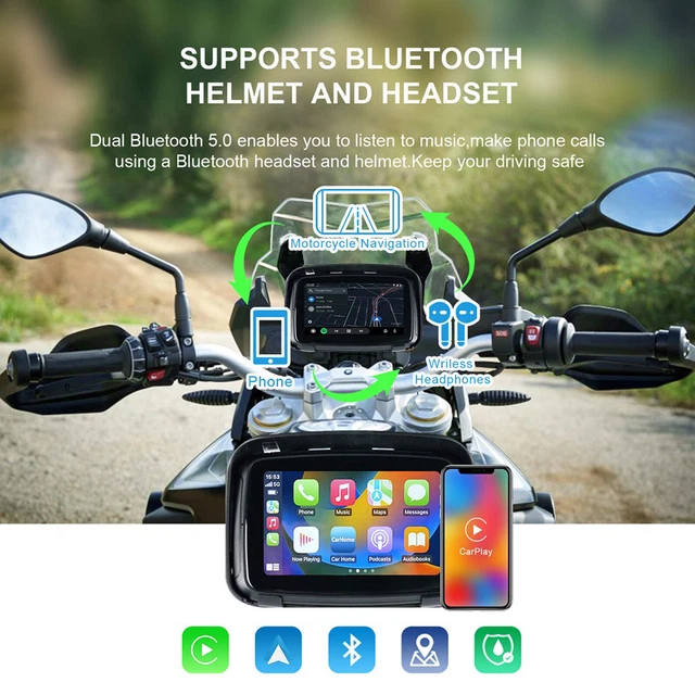 Schermo Moto Wireless CarPlay/Android Auto 7 Pollici - Impermeabile IP67, Navigazione, Bluetooth - Foto 8