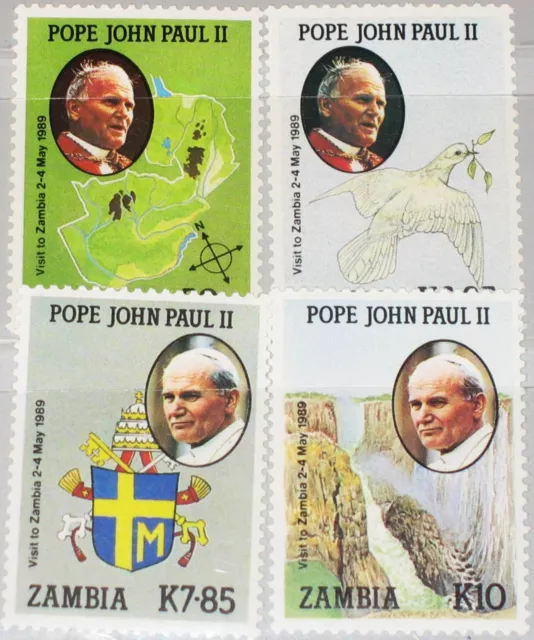 ZAMBIA SAMBIA 1989 478-81 470-73 Visit Pope John Paul II Papst Religion MNH