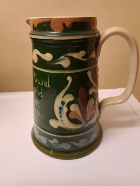 Unusual Aller Vale Pottery Scandy Green Background Jug Torquay Pottery