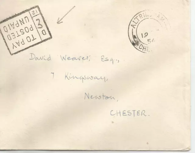 Queen Elizabeth Ii 1954 To Pay Posted Unpaid Cachet On Cover Ref 538