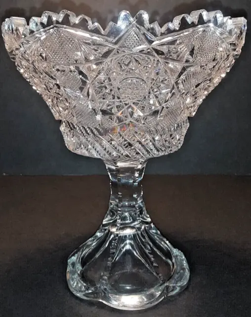 Beautiful ABP 5 1/8 " Cut Glass  5 3/4 " Tall "  Compote /Candy J. Hoare ?