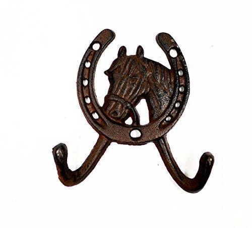 Comfy Hour Antique and Vintage Animal Collection Cast Iron Horse Head Horseshoe