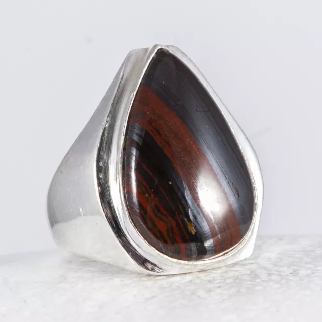 Super schöner, sehr edler Silber Ring, 925, Siegel, Eisentiger Stein, Tropfen 61