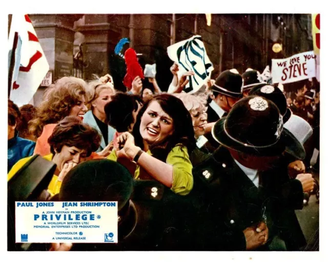 Privilege Original Lobby Card Police British Rock Star Fans Mob Scene 1967