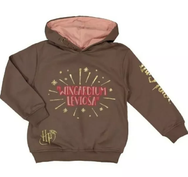 Felpa con cappuccio con cappuccio per bambini logo marrone Harry Potter taglia 7 anni carattere