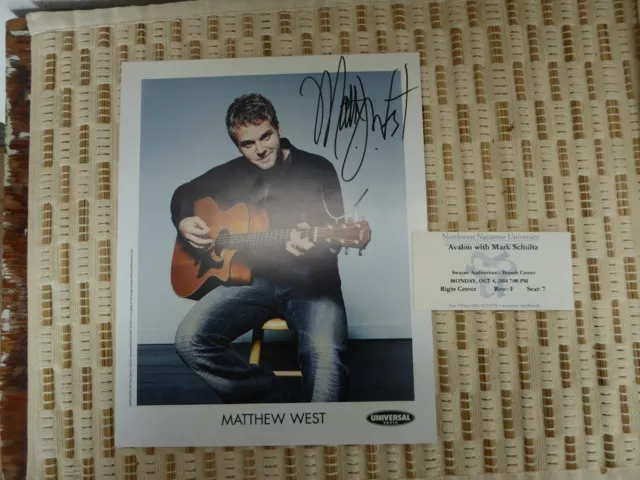 Matthew West Signed Promo Photo + Avalon Mark Schultz Ticket Stub 5 Autographs