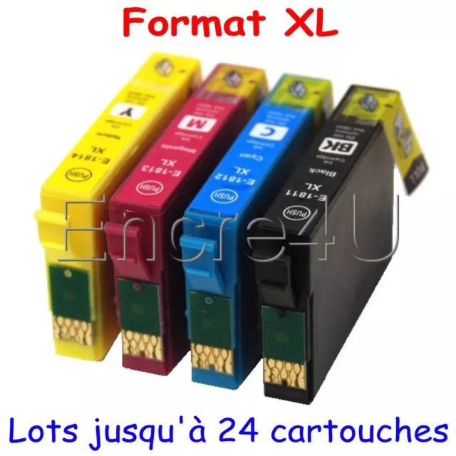 Lot de 4 cartouches d'encre compatibles T18 XL non OEM EPSON Expression Home XP