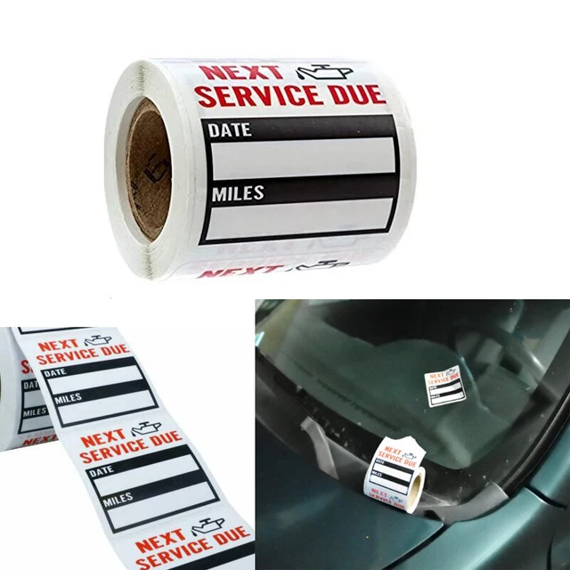 100PCS/ROLL OIL CHANGE/SERVICE Reminder Stickers Window Sticker Car