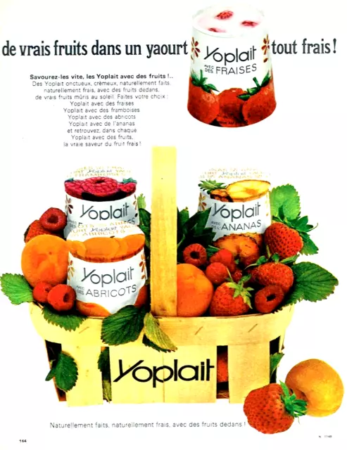 publicité Advertising  1222 1967  Yoplait  yoghourts aux vrais fruits   frais