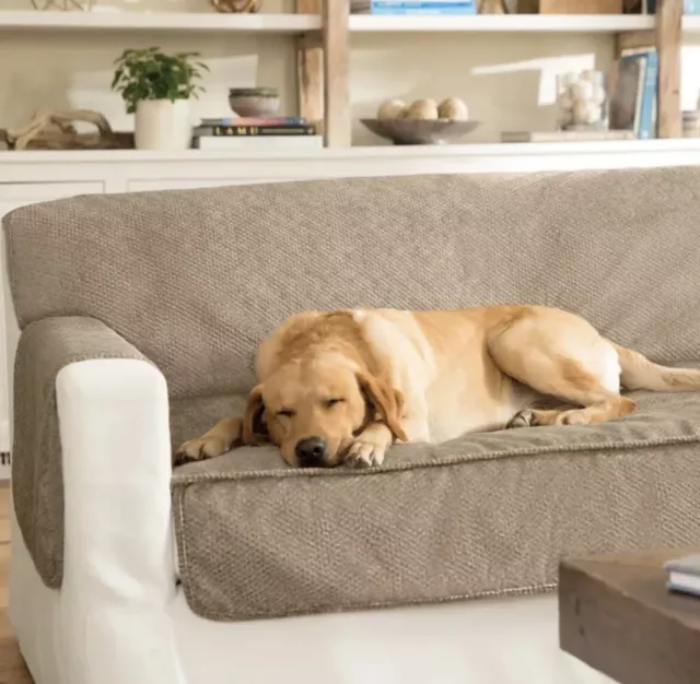 New Orvis Tight-Grip furniture protector 70” sofa Tweed Dog Pet Couch Cover Larg