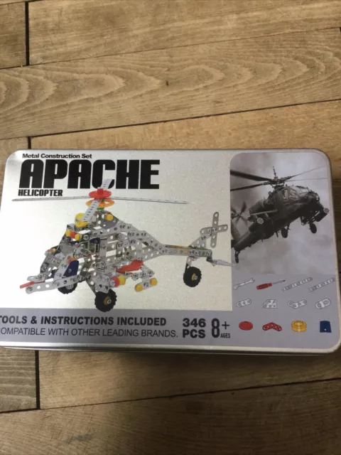 Kinderspiel - Apache Helicopter Hubschrauber Metallbaukasten Baukasten Metall