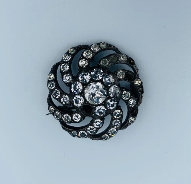 ANCIENNE BROCHE 1950 France Couture Strass en verre 'Oeil de Dragon