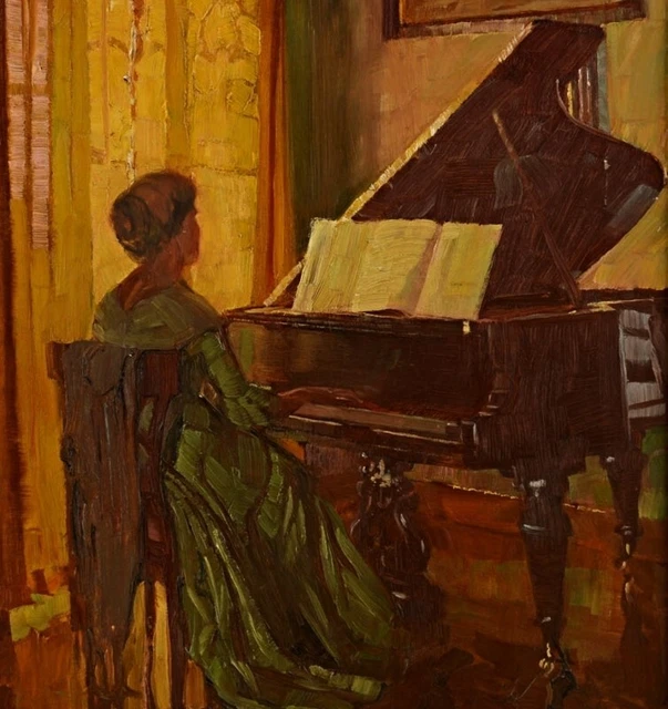 Paul SEGISSER (1866-1934) - Interno con pianoforte - Post impressionismo.
