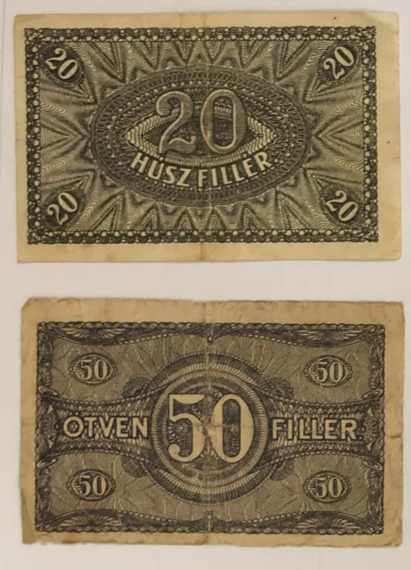 Hungary 0.2-0.5-1-2-2-10-20-50-100 korona banknotes 1920 LOT (9 notes) 3