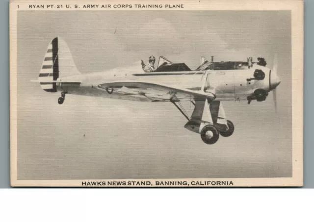 Ww2, Ryan Pt-21 Plane, U.s. Air Corps Training, Hawk's News Stand, Banning, Ca.